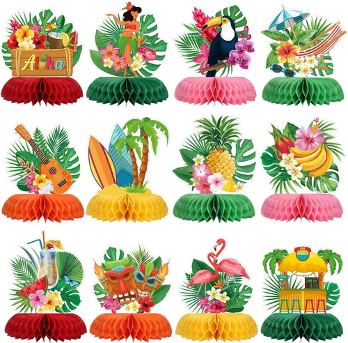 Miniatura 11 de NatNarr 12 piezas de decoración de mesa de cumpleaños, coloridos centros de mesa de feliz cumpleaños, centros de mesa de nido de abeja para niños
