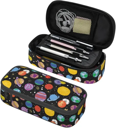 Miniatura 10 de Estuche organizador de lápices tribal étnico azteca de gran capacidad, papelería con cremallera, suministros escolares, bolsa para lápices