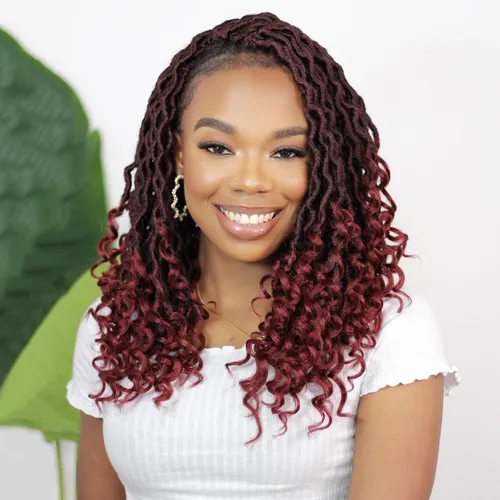 Miniatura 27 de Karida Rastas de cabello sintético de ganchillo de 18 pulgadas, 8 paquetes de cabello de ganchillo preanudado de diosa, rastas sintéticas onduladas