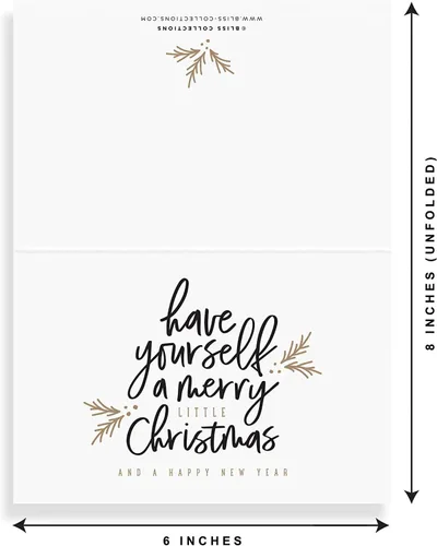Miniatura 2 de Bliss Collections Tarjetas de felicitación navideñas con sobres, diseño navideño plegado/tienda de campaña de 4 x 6 pulgadas en dorado y negro