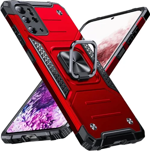 Miniatura 62 de Anqrp Funda para Galaxy S22 Ultra, Funda Protectora de Teléfono de Grado Militar con Soporte Plegable de Anillo de Metal Giratorio