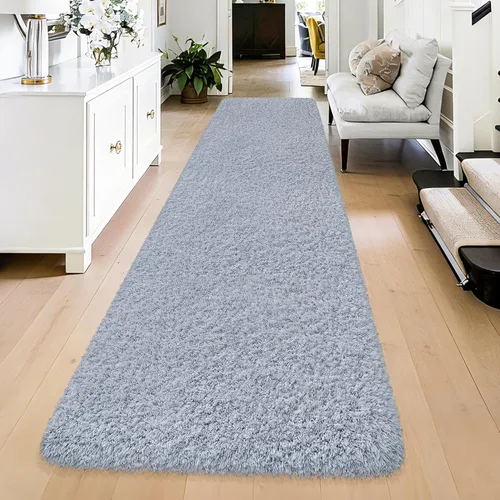 Miniatura 25 de Alfombras suaves para dormitorio, alfombra de pasillo de 2 x 6 pies, alfombra de felpa lanuda antideslizante para mesita de noche, sofá, sala
