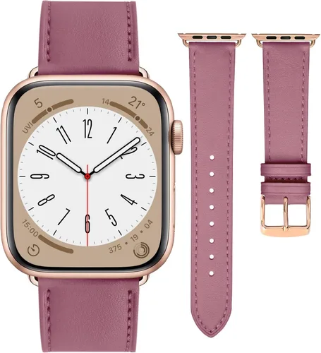 Miniatura 8 de Correas de cuero compatibles con Apple Watch Series para mujeres y hombres, correa de cuero genuino de repuesto para iWatch
