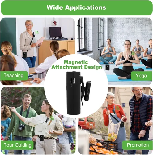 Miniatura 6 de AURTEC Amplificador de voz con micrófono de solapa inalámbrico magnético, amplificador portátil con micrófono inalámbrico de 2.4G, compatible