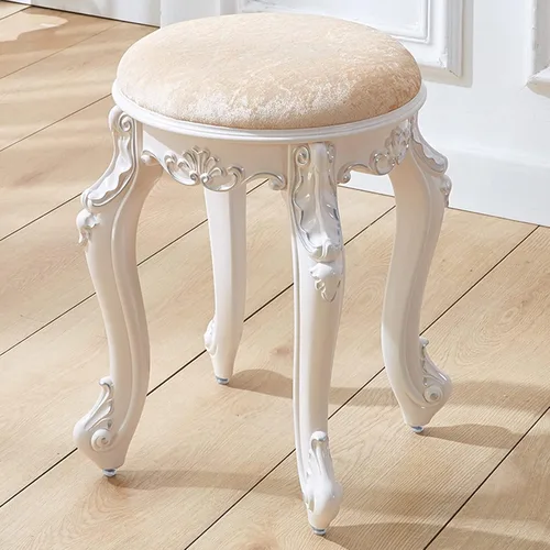 Miniatura 17 de Taburete de tocador, taburete de maquillaje, banco acolchado, asiento de piano en dormitorio, baño, pata de acero de plástico ABS, 16.9 in