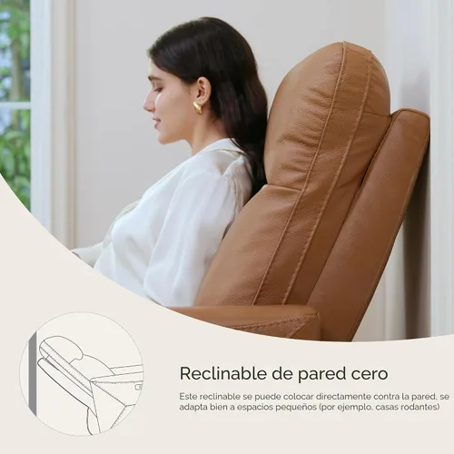 Miniatura 3 de CHITA Silla reclinable eléctrica de cuero genuino para adultos, sillón reclinable eléctrico de pared para espacios pequeños, moderna sala de estar