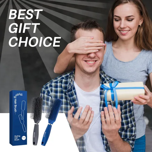 Miniatura 8 de RHOS Cepillo de pelo para hombres – Cepillo desenredante y peinado con cerdas de nailon para cabello húmedo y seco, función de masaje, adecuado