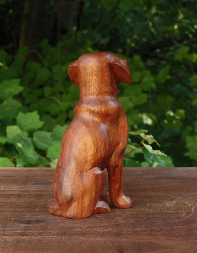 Miniatura 6 de G6 Collection Estatua de perro de madera tallada a mano de 8 pulgadas, escultura artística, decoración rústica para el hogar, decoración hecha a