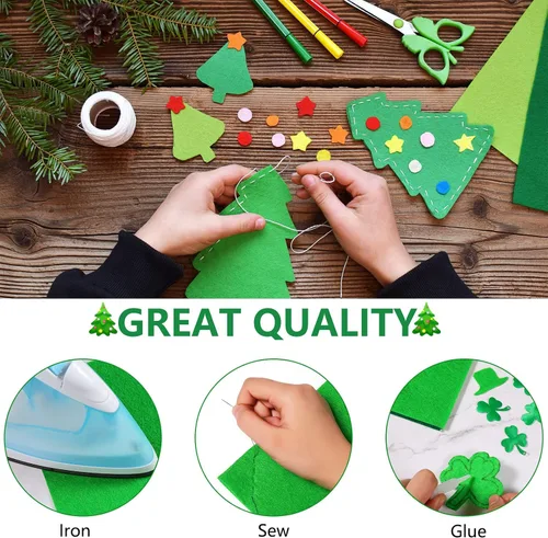 Miniatura 3 de Boao 16 hojas de tela de fieltro verde navideño de 8 x 12 pulgadas, hojas de palma, suaves, no tejidas, telas de colores surtidos, cuadrados