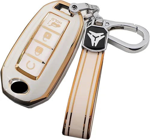 Miniatura 6 de ontto Funda de llave de 4 botones compatible con Infiniti Key Fob Shell Anti-arañazos TPU Key Skin para Q50 Q60 QX50 QX55 QX60 2019 en adelante Beige