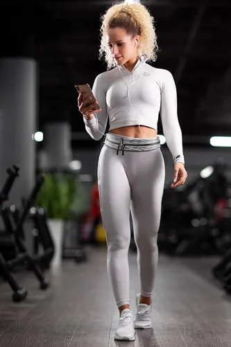 Miniatura 7 de Cinturón de correr Fitgriff® para hombres y mujeres - Bolso de jogging seguro para teléfono, llaves y elementos esenciales - Para todos los Blanco