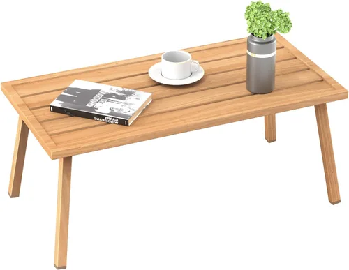 Miniatura 8 de C-Hopetree Mesa auxiliar de centro de metal pequeña para patio exterior, rectangular, color negro