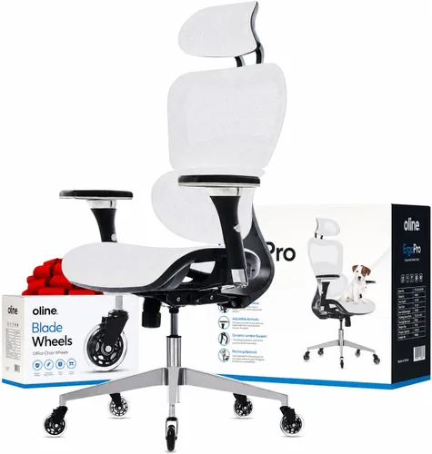 Miniatura 12 de Oline ErgoPro Silla de oficina ergonómica – Silla de escritorio con reposa-brazos ajustable en 4D, soporte lumbar 3D y ruedas delgadas – Silla