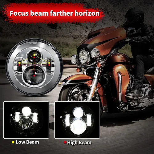 Miniatura 5 de Wisamic Faro LED para motocicleta de 7 pulgadas, lámparas de paso de 4.5 pulgadas, luces antiniebla y anillo de montaje, compatible con Harley