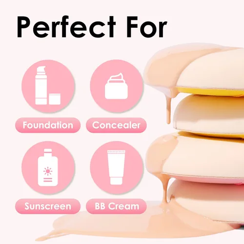 Miniatura 3 de COOL-ANGLE Paquete de 4 Esponjas de Maquillaje Rosa Para Base, Corrector y Polvo, Esponja Mezcladora Sin Látex Para Maquillaje Natural y Fácil, a2