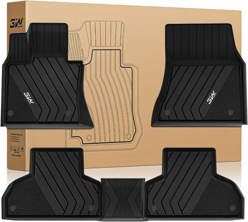 Miniatura 27 de 3W - Alfombrillas de piso para automóvil, para todo tipo de clima, de elastómero termoplástico (TPE), juego completo para 1ª y 2ª filas, color negro