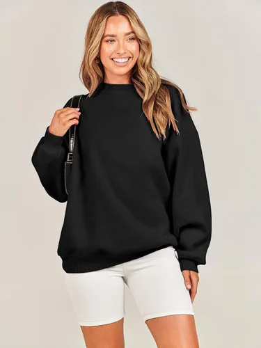 Miniatura 6 de ANRABESS Sudadera de gran tamaño para mujer, con cuello redondo, estilo Y2K, sudadera con capucha de forro polar, cómoda, camiseta informal, ropa