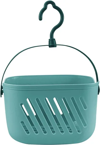 Miniatura 8 de Cesta colgante de ducha de plástico, organizador de ducha colgante con gancho, organizador de cocina portátil, cesta de almacenamiento para baño