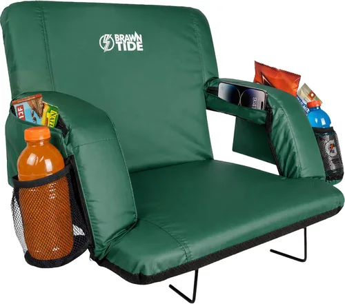 Miniatura 11 de BRAWNTIDE - Asiento para estadio con respaldo, cómodo cojín, acolchado grueso, 2 ganchos para gradas, 4 bolsillos, silla de estadio ideal