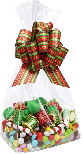 Morepack Bolsas de celofán con refuerzo y fondo plano con inserción de papel 50 piezas 6x4x13 pulgadas Bolsas de celofán con refuerzo