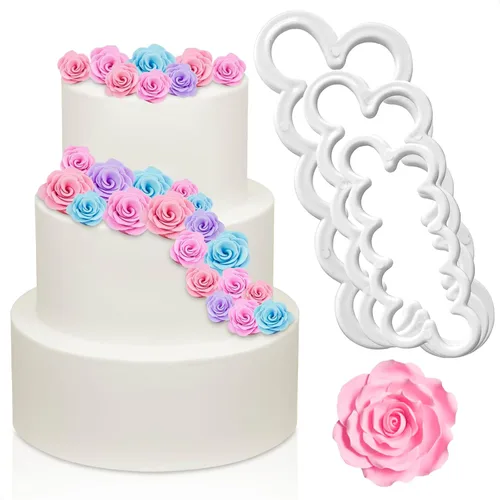 3 cortadores de fondant para decoración de pasteles de flores comestibles, fáciles de usar, diferentes tamaños, cortador de flores de fondant para