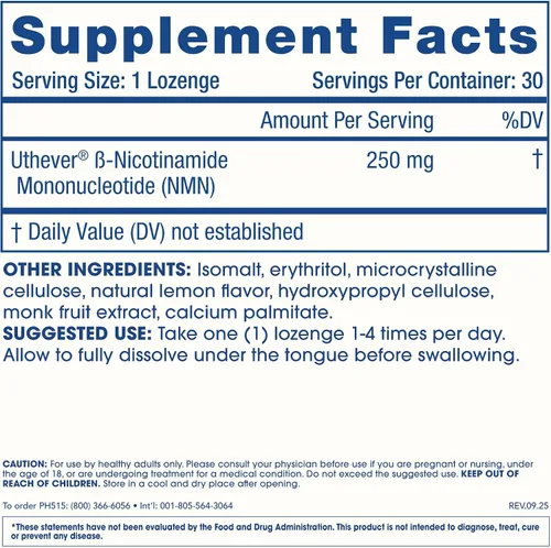 Miniatura 6 de ProHealth NMN Pro Lozenges, 30 Lozenges Uthever® NMN, NAD+ Precursor for Cellular Energy, Mitochondrial Support & Healthy Aging, USA Manufactured