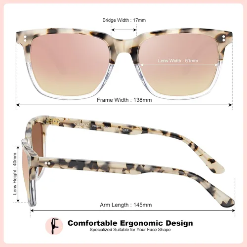 Miniatura 92 de Carfia Chic - Lentes de sol polarizados para mujer, protección UV400, marco de acetato pulido a mano