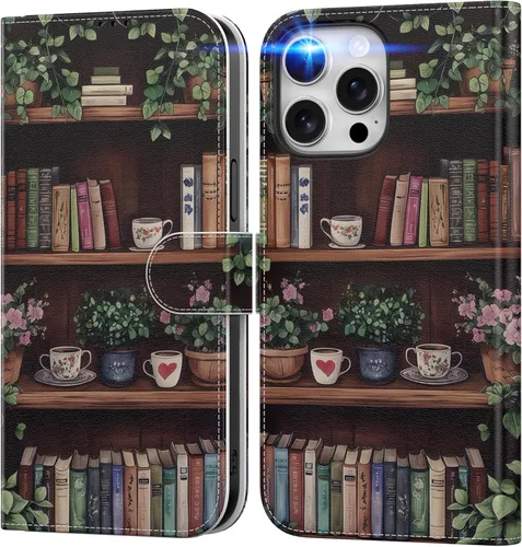 Miniatura 39 de DEENAKIN Funda tipo cartera para iPhone 15 con tarjetero + clip para efectivo, bloqueo RFID, protección contra caídas de grado militar y obras