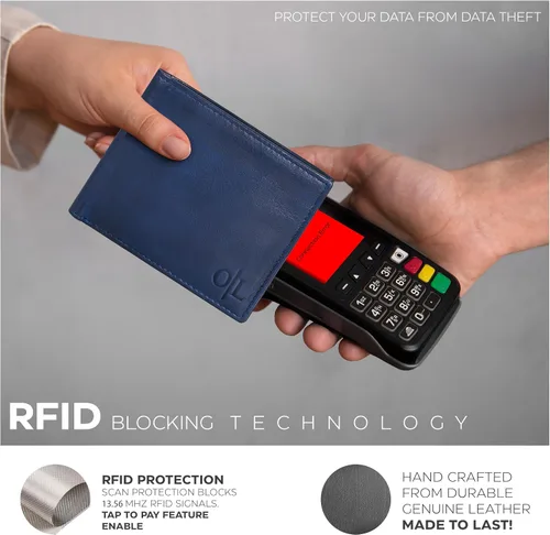 Miniatura 2 de Carteras RFID delgadas para hombres - Cartera de bolsillo frontal de piel genuina