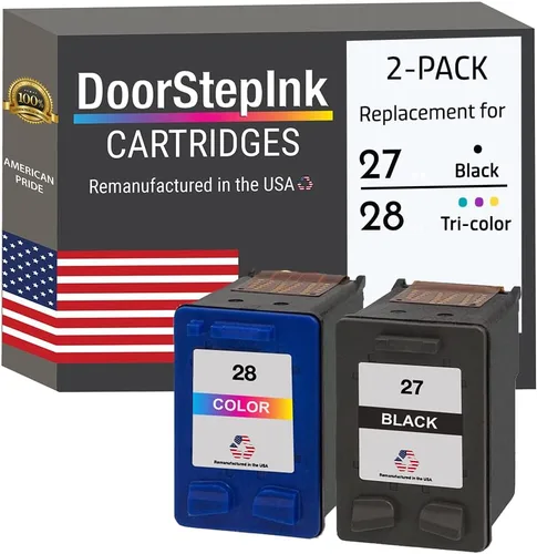 DoorStepInk Recambios de cartucho de tinta remanufacturados en los Estados Unidos para HP 27 y 28 (paquete combinado, 1 negro y 1 cartucho de color)