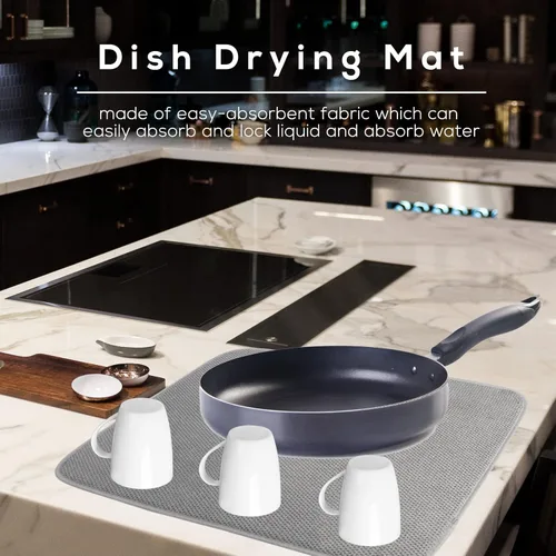 Miniatura 5 de Paquete de 2 alfombrillas de microfibra para secar platos, escurridor de platos absorbente para encimera de cocina, almohadillas de secado de platos