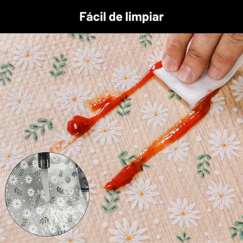 Miniatura 7 de Cooyes Revestimiento para estantes, para armarios de cocina, sin adhesivo, papel para estantes impermeable, con patrón moderno, duradero