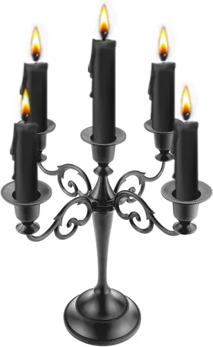 Miniatura 8 de Portavelas de Metal 5 Mechas Portavelas Negros para Candeleros Velas Cónicas