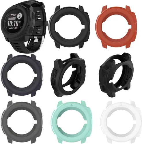 Miniatura 6 de FitTurn Funda para Garmin Instinct Watch – Protector de funda de diseñador delgado, bisel antiarañazos, funda de silicona (negro)