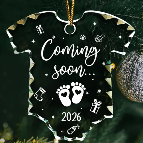 Jesuspirit Adorno de bebé esperando 2025 – Regalos para futuros padres, padres que esperan ser regalos únicos 2025 – Adorno de Navidad de cristal