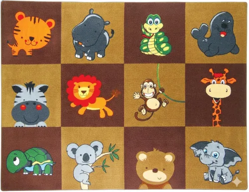 Miniatura 9 de SAFECASTLE Dino Land - Alfombra educativa para niños, 4 pies 4 pulgadas x 5 pies 6 pulgadas, alfombra de área de dinosaurio con alfabeto y números