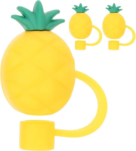 SHERCHPRY Tapones de paja con forma de piña, tapones de paja para beber, tapones de silicona para pajitas reutilizables, a prueba de polvo