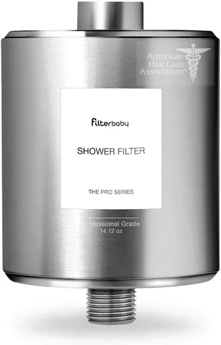 Filterbaby Filtro de Ducha de Titanio Pro - Certificado IAPMO según el Estándar NSF 177, Desarrollado por Doctor, Reduce hasta 99% Cromo