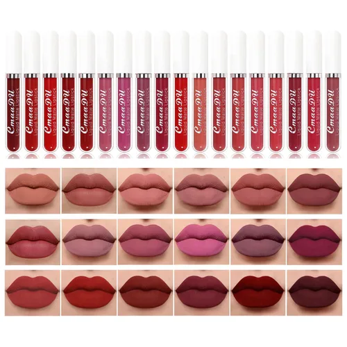 Miniatura 9 de Juego de 12 lápices labiales líquidos mate + rotuladores de labios, 6 lápices labiales mate con 6 delineadores de labios suaves a juego, 6 lápices