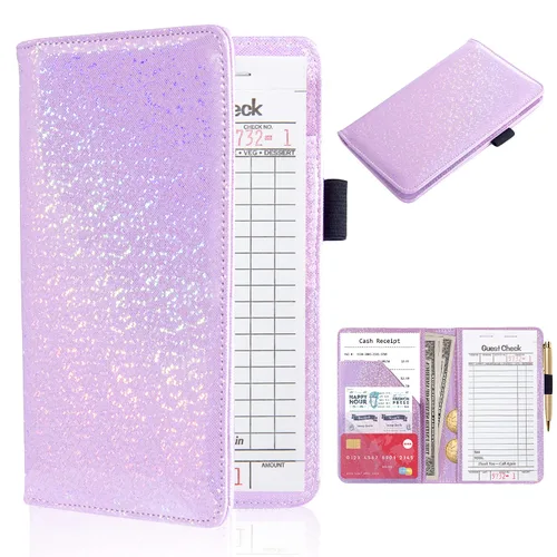 Miniatura 9 de ACdream Libretas de servicio para camarera, libreta de anotación de comensales, lindo organizador de piel y cartera para dinero, para presentar E
