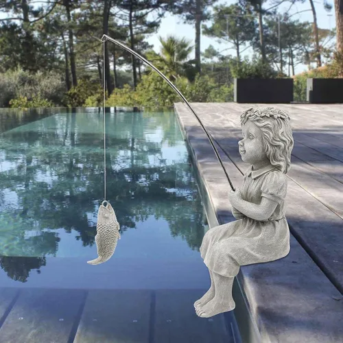 Miniatura 5 de Nacome Regalos para jardín, hogar, Mon Grandma The Little Fishergirl Garden, estatua de decoración del hogar, escultura de figura de pescador, al