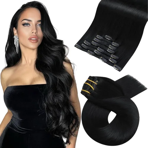 Miniatura 101 de Moresoo Extensiones de cabello humano Remy con clip, color rubio platino, extensiones de cabello humano real de doble trama, color rubio #60, 18