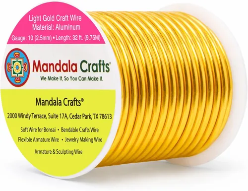 Miniatura 320 de Mandala Crafts - Alambre de aluminio anodizado de 8 calibre para hacer joyas - 9.75 m de alambre flexible negro colorido - Flexible para bonsái