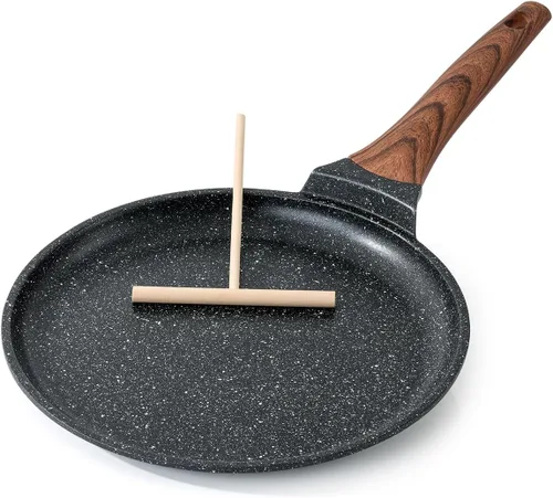 Kordisen - Sartén antiadherente para crepas de 10 pulgadas, con dosificador, revestimiento de granito, comal para tortillas y panqueques, fondo