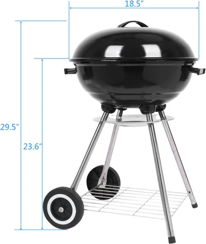 Miniatura 7 de Parrilla de carbón de 18 pulgadas con ruedas para cocinar al aire libre, barbacoa, barbacoa, hervidor de carbón, parrilla portátil, resistente