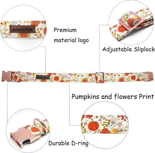 Miniatura 2 de Lionheart glory Collar de Halloween para perro, collar de otoño, ajustable, resistente, para perros grandes, collar de calabaza para perros grandes