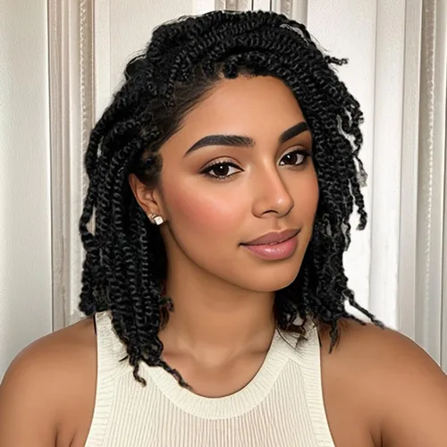 Miniatura 11 de COOKOO 9 paquetes de extensiones de cabello sintético de ganchillo pretrenzado de 6 pulgadas, trenzas mini de pasión preenlazadas, trenzas 1b#