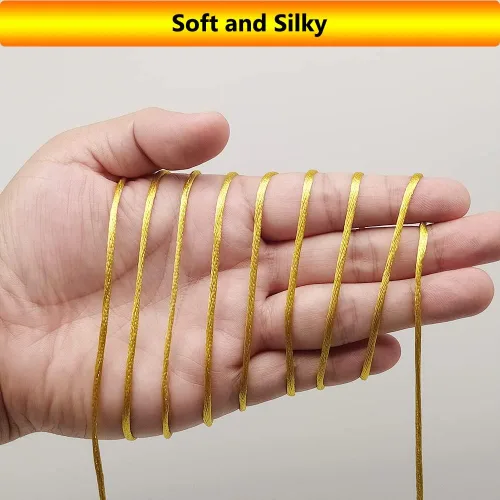 Miniatura 4 de Cuerda de cordón de nailon satinado de 2 mm (0.079 pulgadas) 330 pies para hacer joyas, pulseras, collares, hilo de abalorios, cola de rata