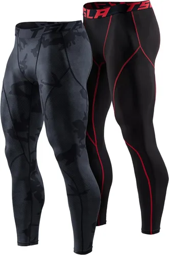 Miniatura 20 de TSLA - Pantalones de compresión térmica para hombres, calzas deportivas para correr, ropa base de invierno