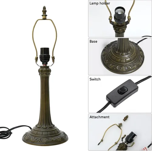 Miniatura 6 de Lámpara Tiffany Estilo Libélula Verde Lámparas de Vidrio Emplomado Verde Azulado Lámpara de Mesa de Dormitorio Mesita de Noche para Dormitorio